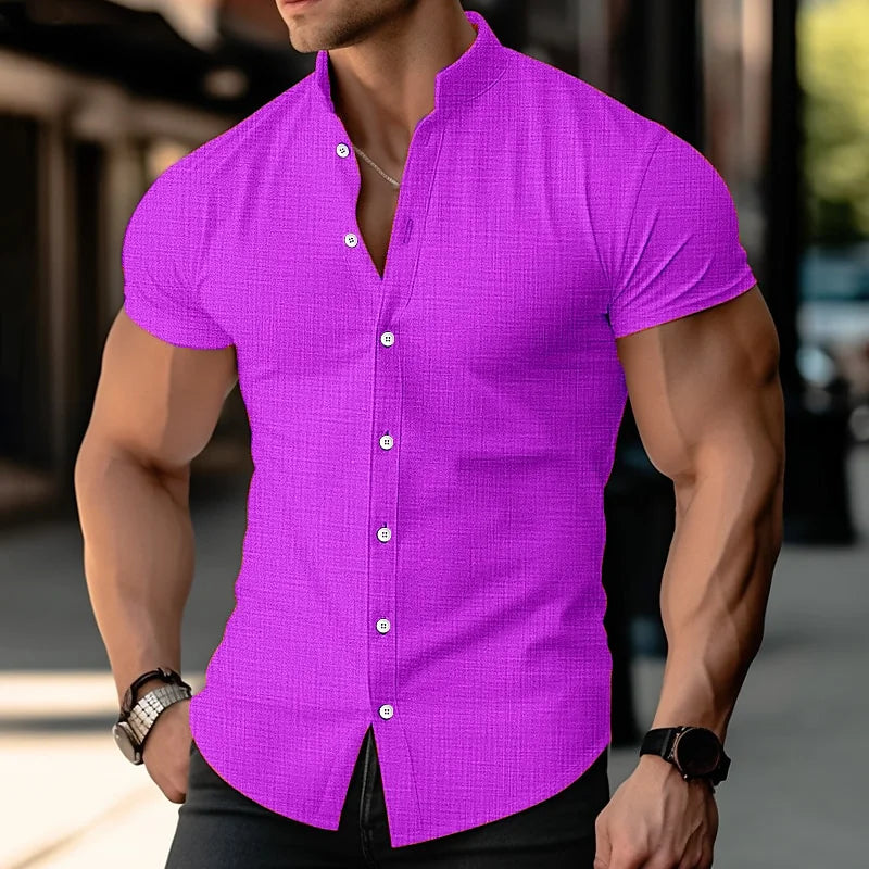Linen shirt with collar, casual for everyday use, various shades