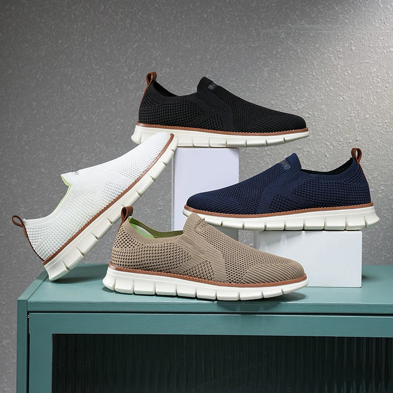 British Style Men's Shoes Autumn Breathable Sports Shoes Flying Mesh Shoes Men's Comfortable Casual Running Trend Shoes New