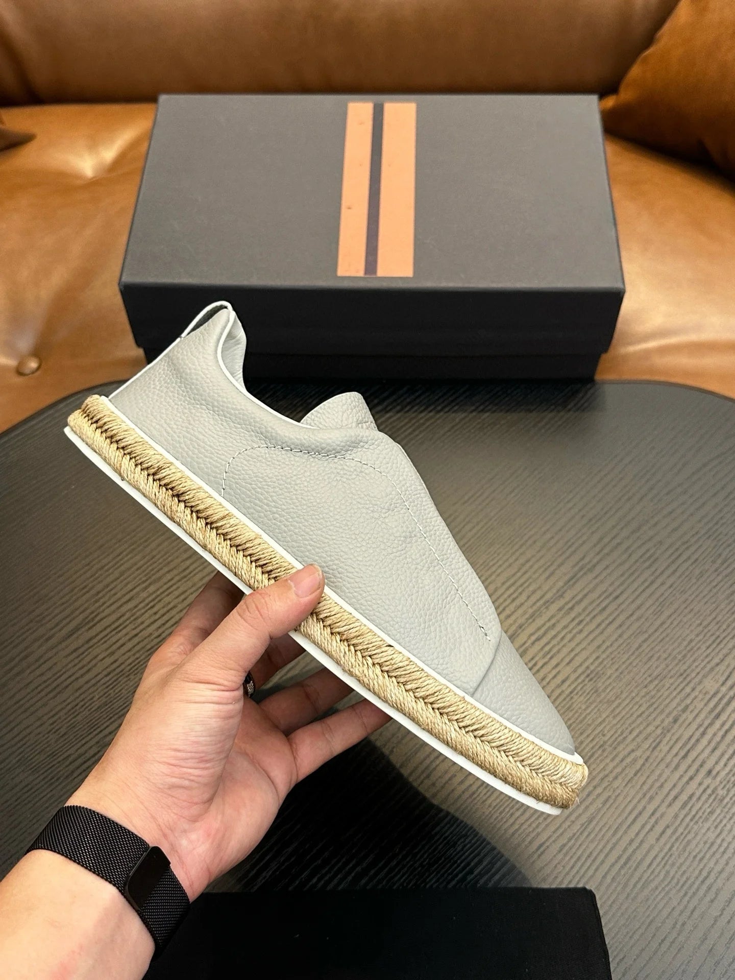 Men's Flat Skateboard Shoes Genuine Leather Outdoor Shoes Great for Driving