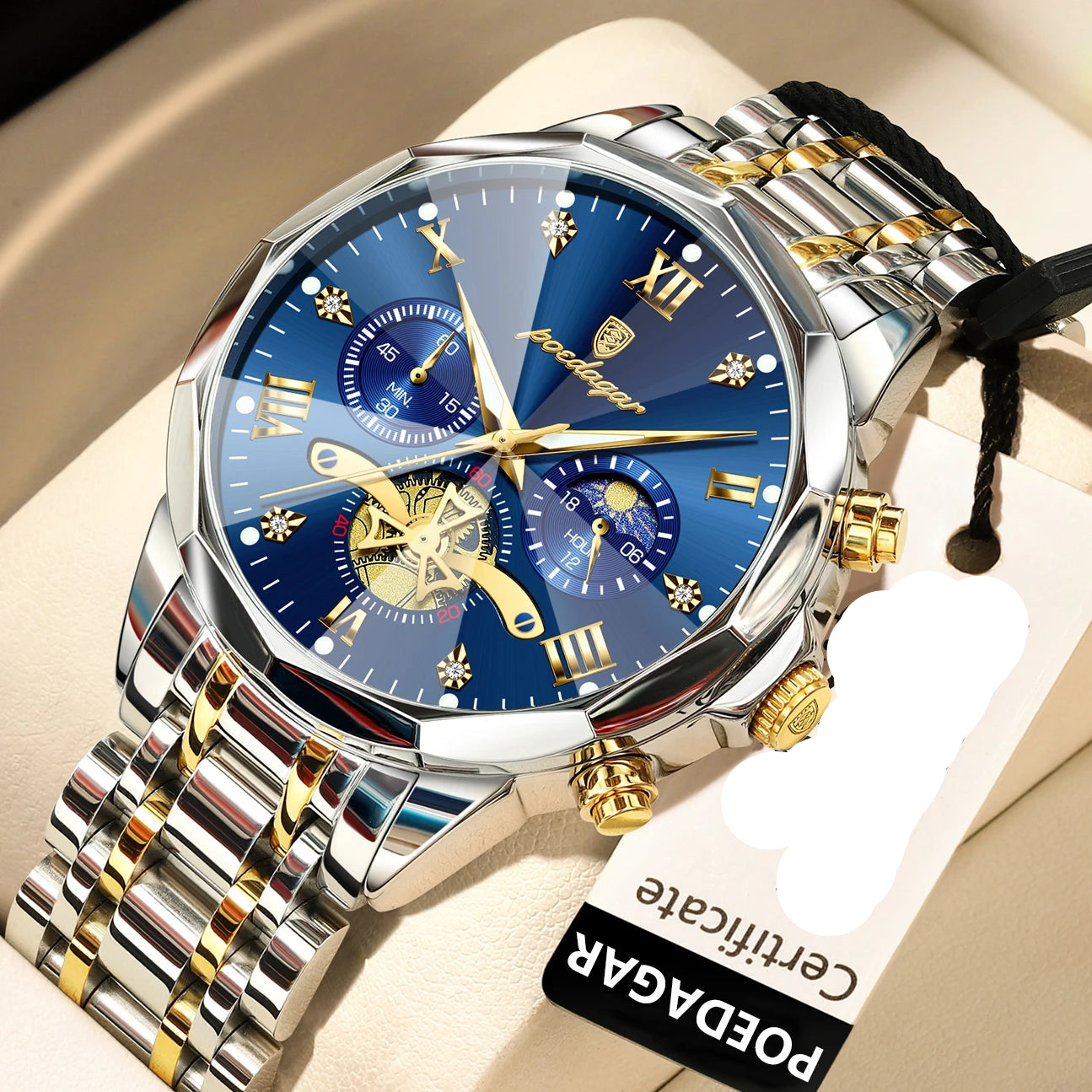 POEDAGAR Luxury Men Watch Top Original Waterproof Luminous Chronograph Man Wristwatch Stainless Steel Quartz Men's Watches Reloj