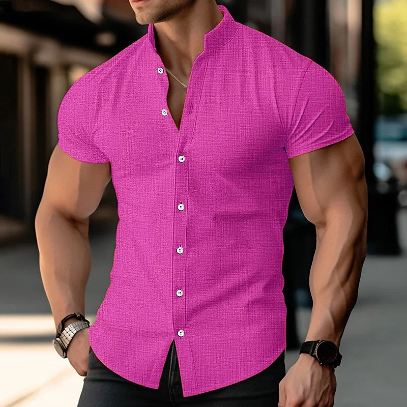 Linen shirt with collar, casual for everyday use, various shades