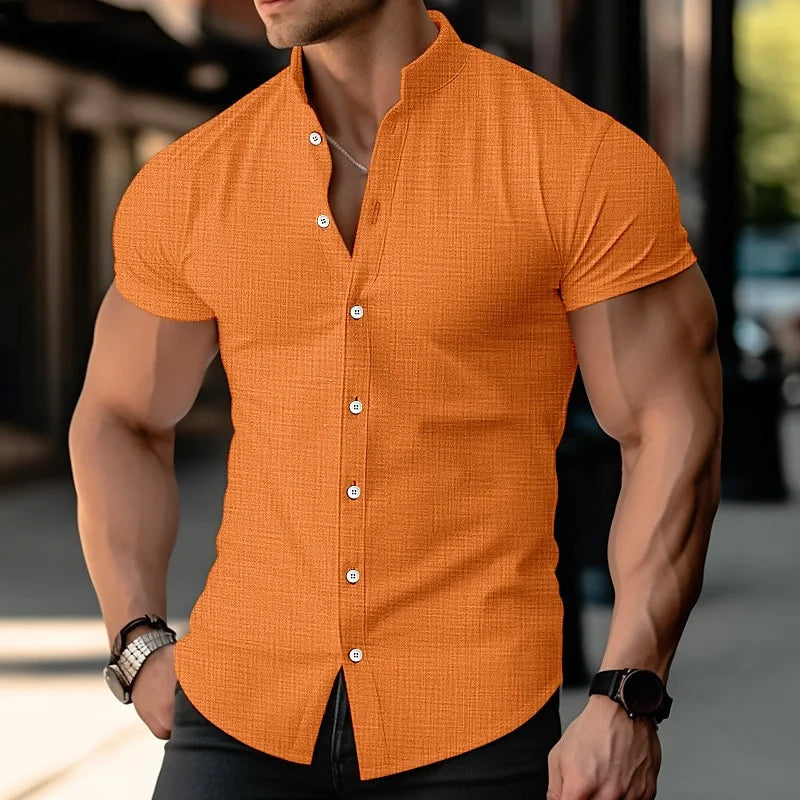 Linen shirt with collar, casual for everyday use, various shades