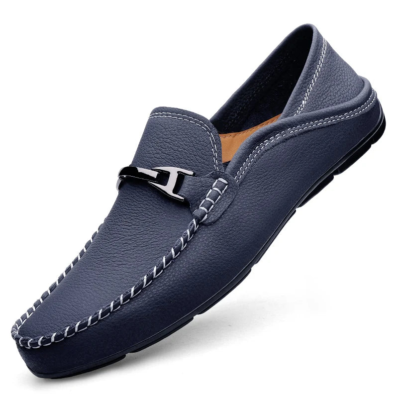 Genuine leather loafers, comfortable soft leather casual shoes.