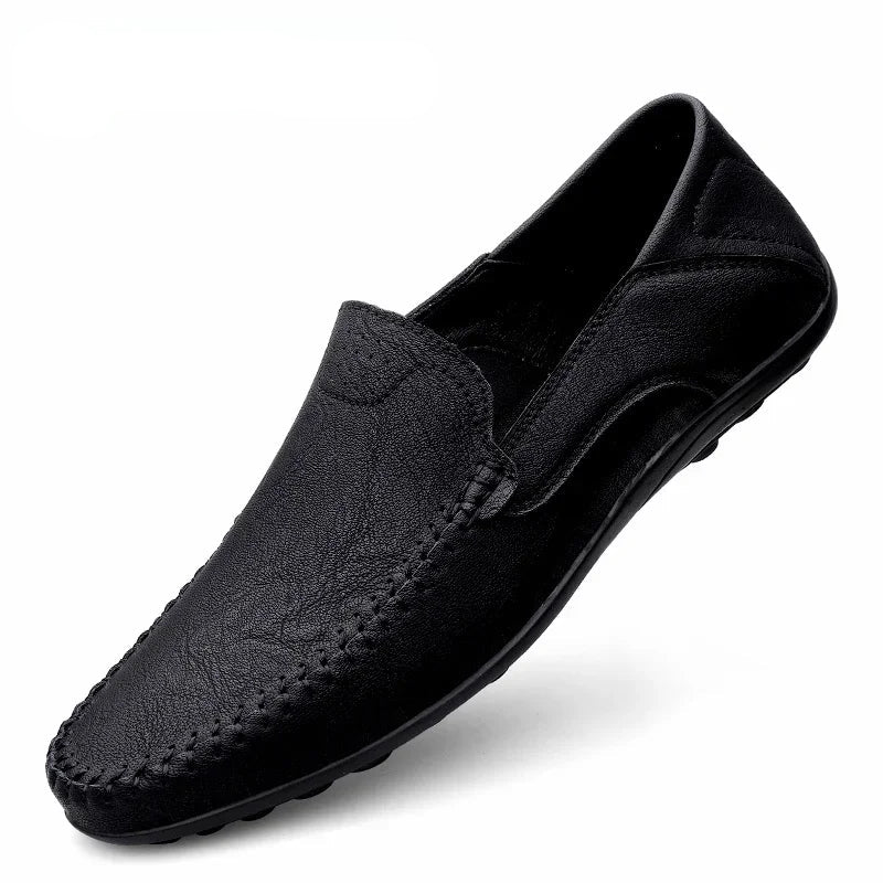 Genuine leather shoes, casual moccasin, Italian luxury.