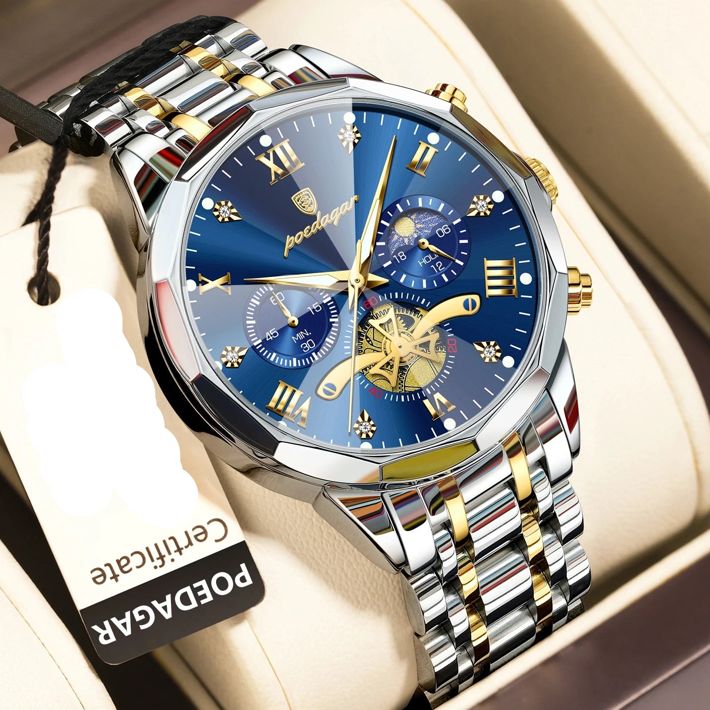 POEDAGAR Luxury Men Watch Top Original Waterproof Luminous Chronograph Man Wristwatch Stainless Steel Quartz Men's Watches Reloj