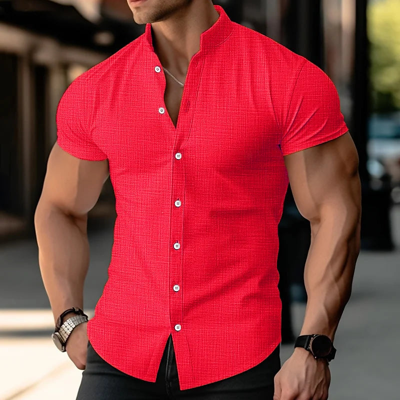 Linen shirt with collar, casual for everyday use, various shades