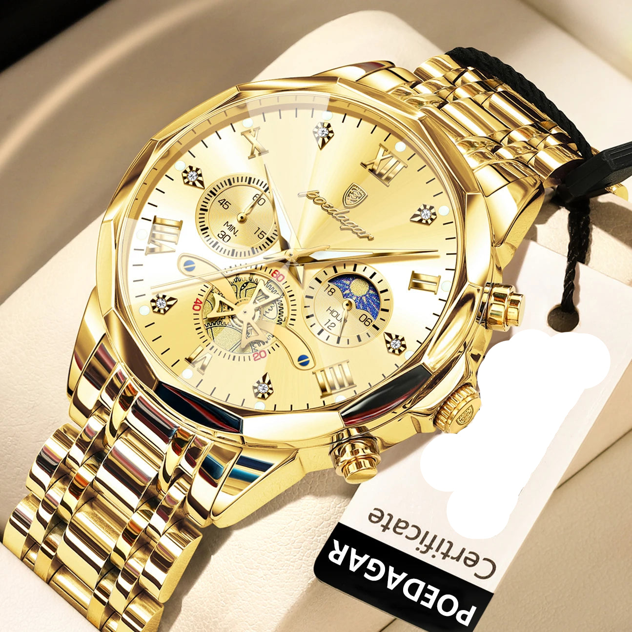 POEDAGAR Luxury Men Watch Top Original Waterproof Luminous Chronograph Man Wristwatch Stainless Steel Quartz Men's Watches Reloj