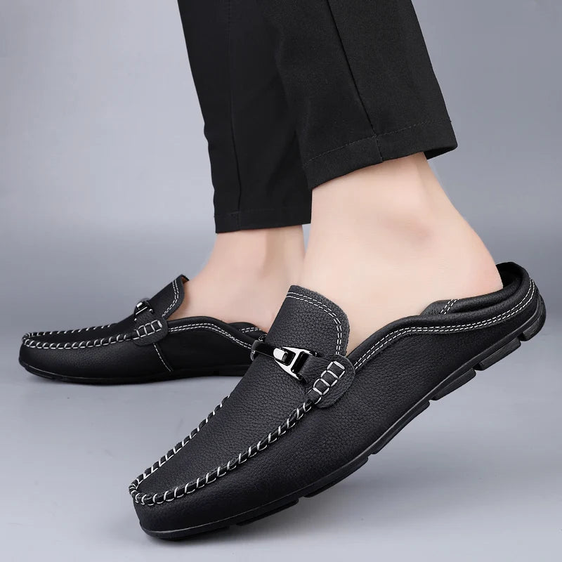 Genuine leather loafers, comfortable soft leather casual shoes.