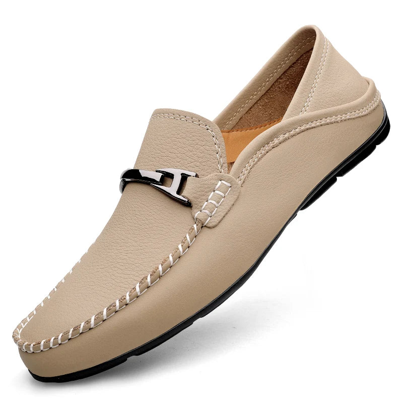 Genuine leather loafers, comfortable soft leather casual shoes.