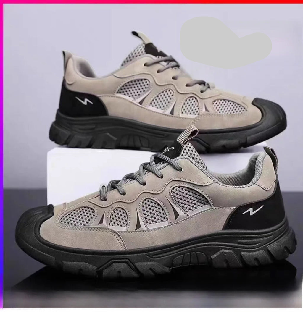Casual sports sneakers, leather padded, round toe, low heel