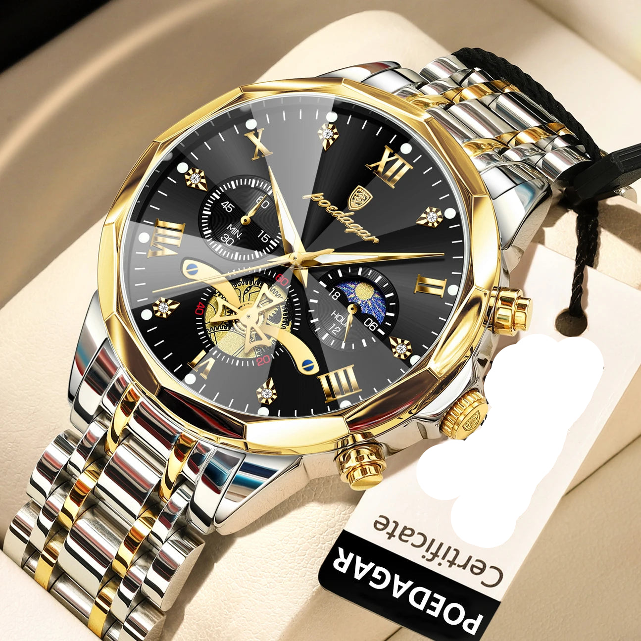 POEDAGAR Luxury Men Watch Top Original Waterproof Luminous Chronograph Man Wristwatch Stainless Steel Quartz Men's Watches Reloj