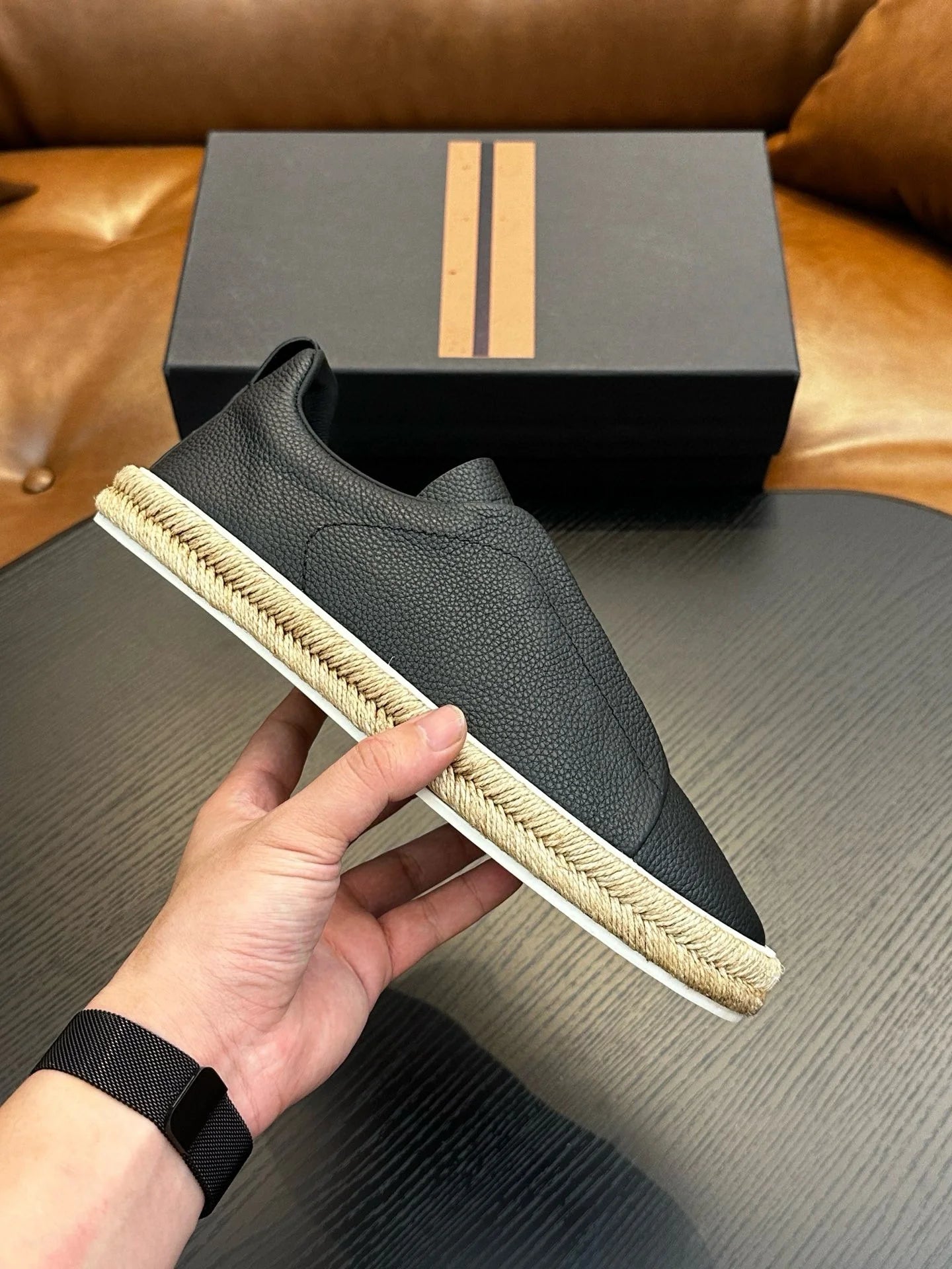 Men's Flat Skateboard Shoes Genuine Leather Outdoor Shoes Great for Driving