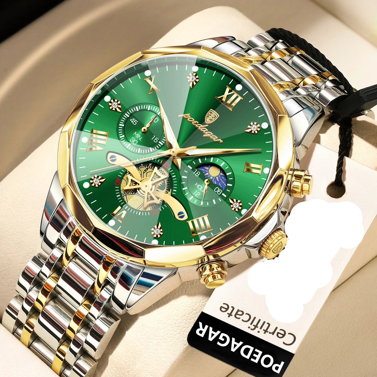POEDAGAR Luxury Men Watch Top Original Waterproof Luminous Chronograph Man Wristwatch Stainless Steel Quartz Men's Watches Reloj
