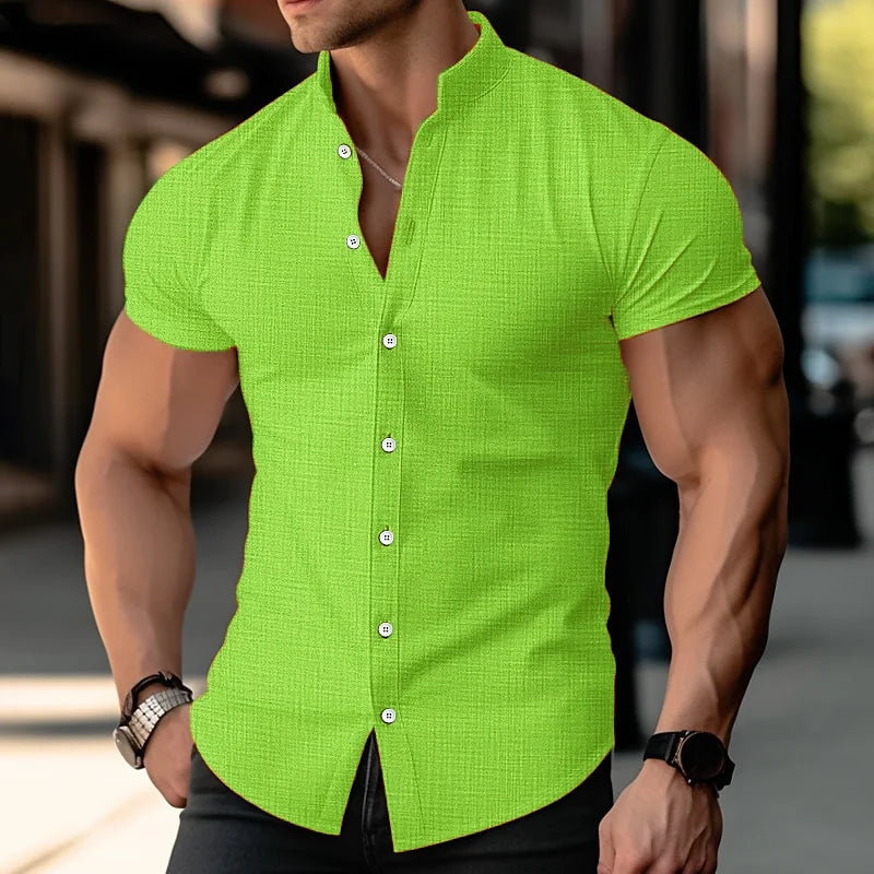 Linen shirt with collar, casual for everyday use, various shades