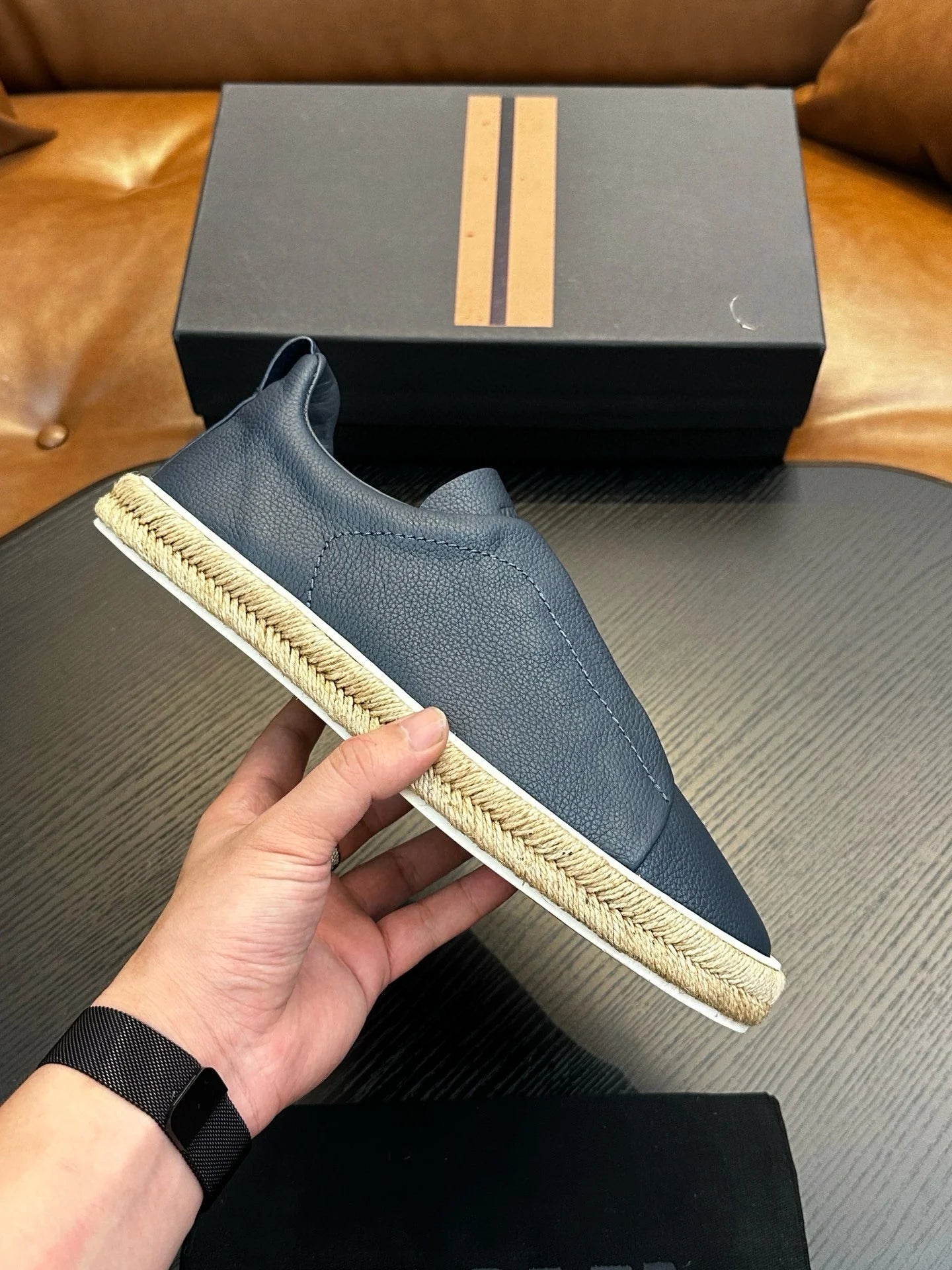 Men's Flat Skateboard Shoes Genuine Leather Outdoor Shoes Great for Driving