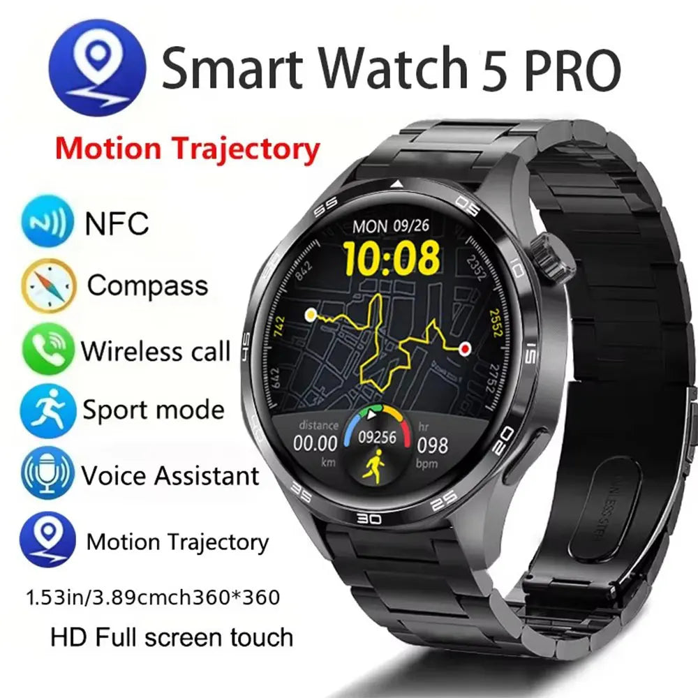 Watch 5 PRO Smart Watch Men Watch 5 AMOLED HD Screen Bluetooth Call GPS Trajectory NFC Heart Rate Compass SmartWatches