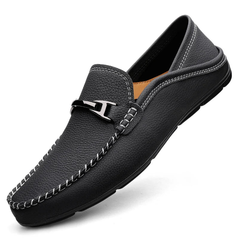Genuine leather loafers, comfortable soft leather casual shoes.