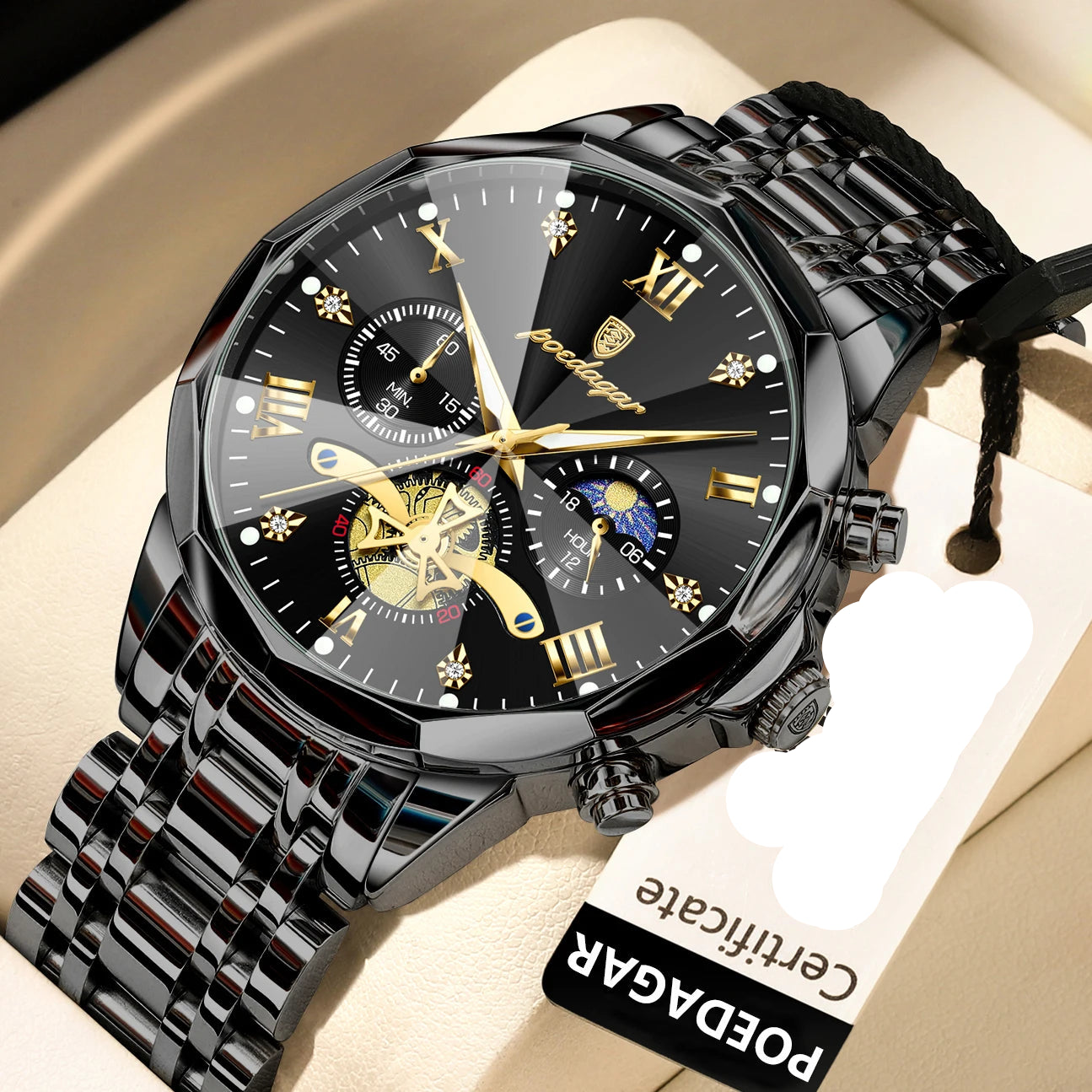 POEDAGAR Luxury Men Watch Top Original Waterproof Luminous Chronograph Man Wristwatch Stainless Steel Quartz Men's Watches Reloj