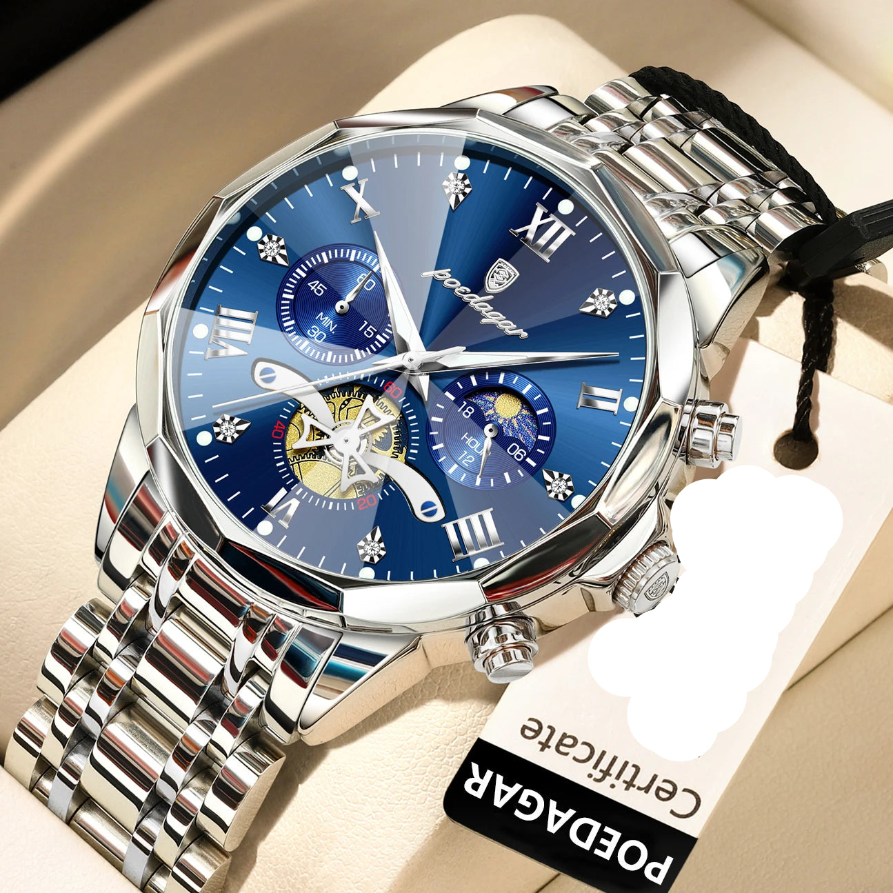 POEDAGAR Luxury Men Watch Top Original Waterproof Luminous Chronograph Man Wristwatch Stainless Steel Quartz Men's Watches Reloj