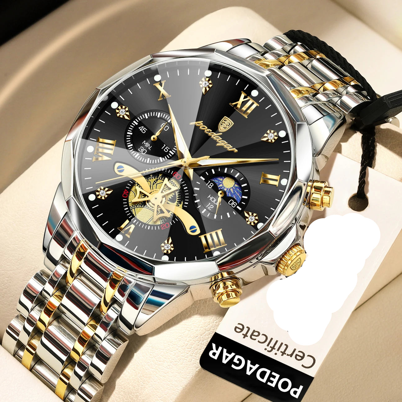 POEDAGAR Luxury Men Watch Top Original Waterproof Luminous Chronograph Man Wristwatch Stainless Steel Quartz Men's Watches Reloj